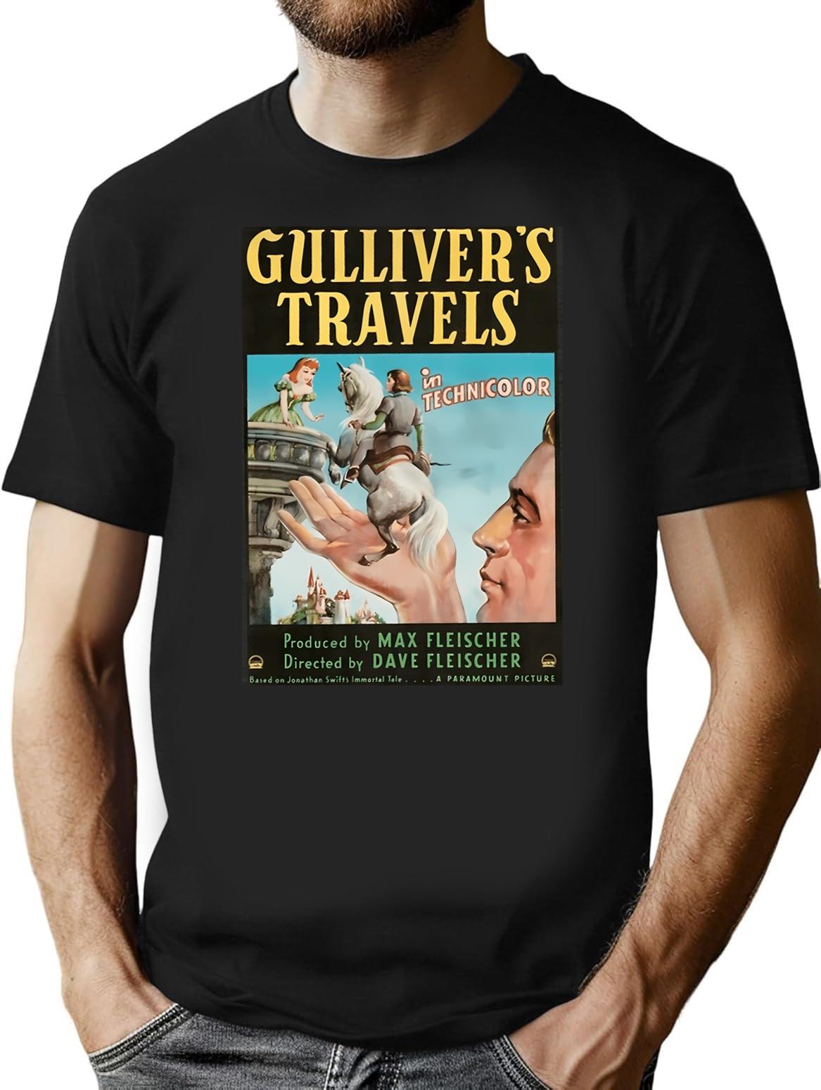 Gulliver's Travels T-Shirt - Retro Graphic Tee for Men & Women - Black