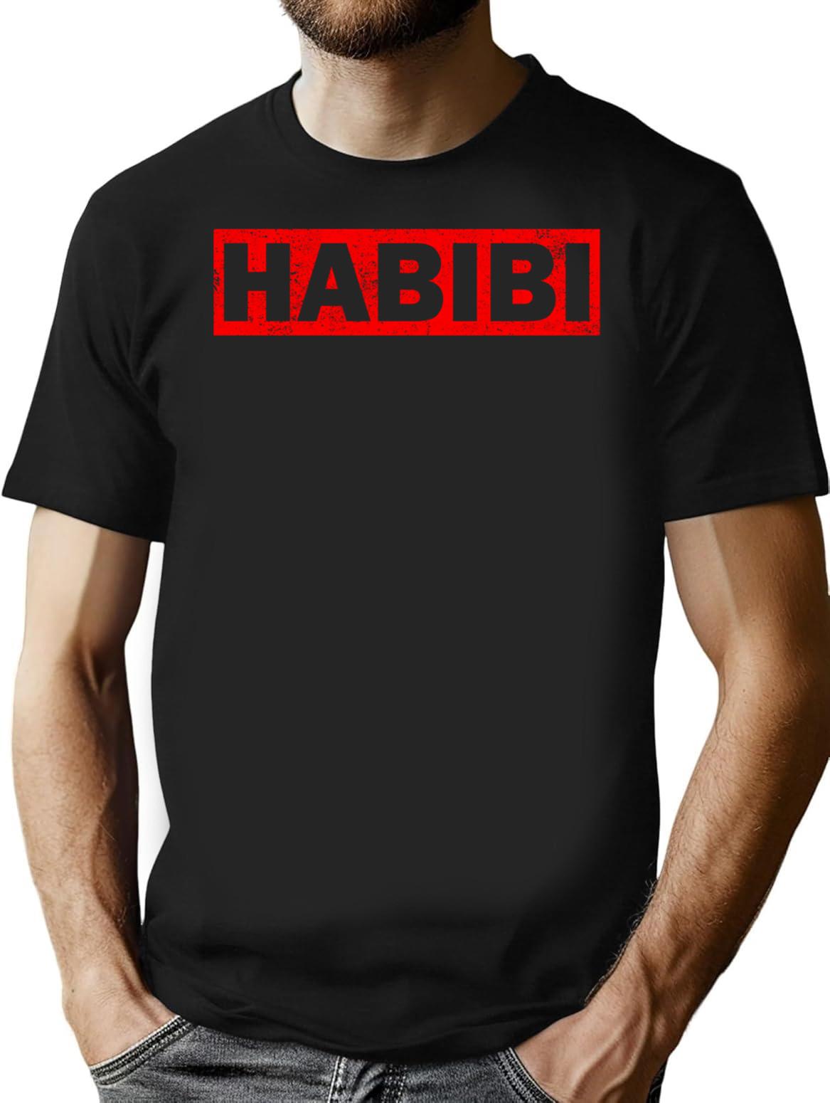 Habibi Red Silhouette Vintage Arabic Arab Habibo Muslim Gift T-Shirt - Black