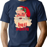 Hail Santa T-Shirt - Retro Graphic Tee for Men & Women - Navy