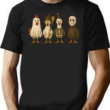 Halloween Chicken Costume Squad T-Shirt - Retro Graphic Tee for Men & Women - Black