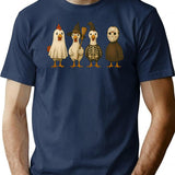 Halloween Chicken Costume Squad T-Shirt - Retro Graphic Tee for Men & Women - Navy