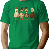 Halloween Chicken Costume Squad T-Shirt - Retro Graphic Tee for Men & Women - Green