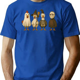 Halloween Chicken Costume Squad T-Shirt - Retro Graphic Tee for Men & Women - Blue