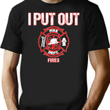 Halloween Costume Funny Firefighter I Put Out Fires Firemen Classic T-Shirt - Black