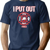 Halloween Costume Funny Firefighter I Put Out Fires Firemen Classic T-Shirt - Navy