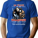 Halloween Ends 44 Years T-Shirt - Retro Graphic Tee for Men & Women - Blue