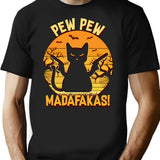 Halloween Pew Pew Madafakas. T-Shirt - Retro Graphic Tee for Men & Women - Black