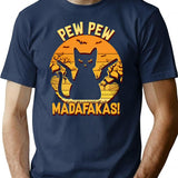 Halloween Pew Pew Madafakas. T-Shirt - Retro Graphic Tee for Men & Women - Navy