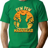 Halloween Pew Pew Madafakas. T-Shirt - Retro Graphic Tee for Men & Women - Green