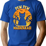 Halloween Pew Pew Madafakas. T-Shirt - Retro Graphic Tee for Men & Women - Blue