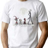 Halloween Road T-Shirt - Retro Graphic Tee for Men & Women - White