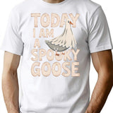 Halloween Shopping Spooky Goose T-Shirt - Retro Graphic Tee for Men & Women - White