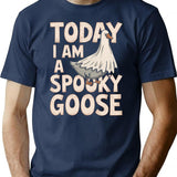 Halloween Shopping Spooky Goose T-Shirt - Retro Graphic Tee for Men & Women - Navy