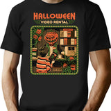 Halloween Video Rental T-Shirt - Retro Graphic Tee for Men & Women - Black