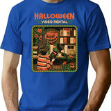 Halloween Video Rental T-Shirt - Retro Graphic Tee for Men & Women - Blue