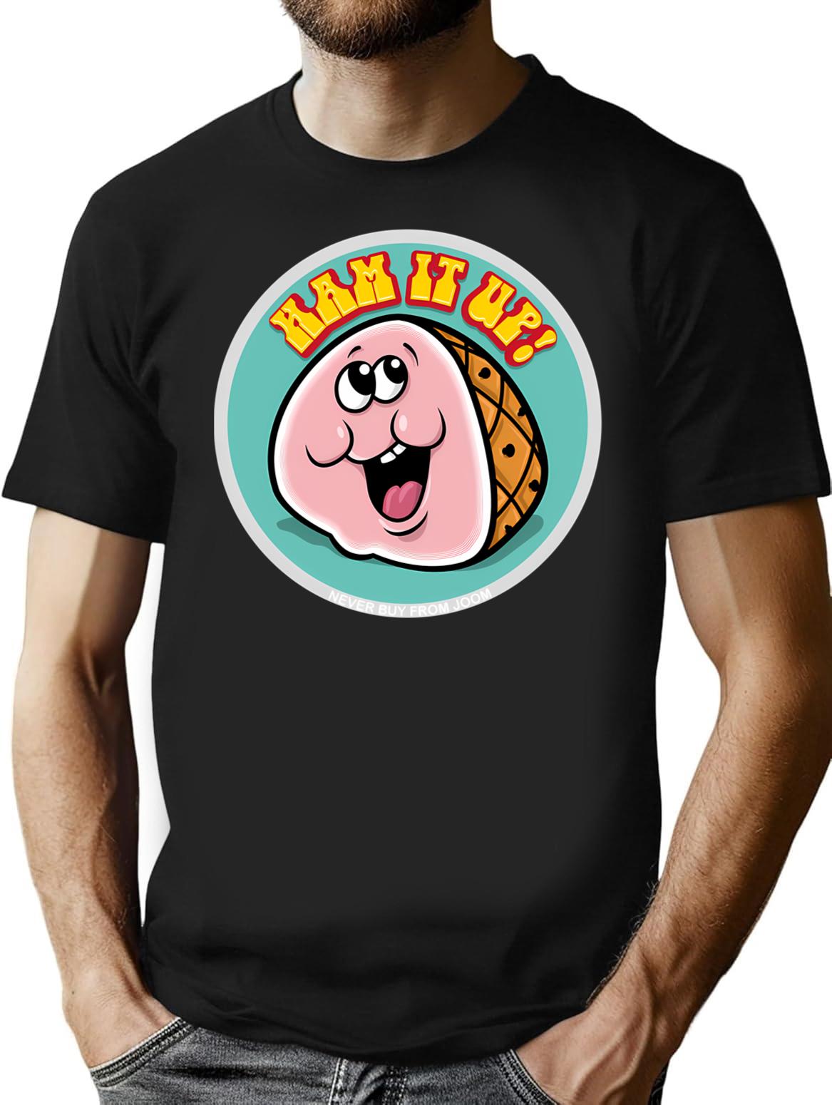 Ham It Up T-Shirt - Retro Graphic Tee for Men & Women - Black