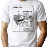 Ham Radio Transceiver Schematics Black On White Background T-Shirt - White