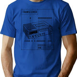 Ham Radio Transceiver Schematics Black On White Background T-Shirt - Blue
