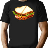 Ham Sandwich Pattern T-Shirt - Retro Graphic Tee for Men & Women - Black