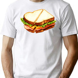 Ham Sandwich Pattern T-Shirt - Retro Graphic Tee for Men & Women - White