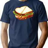 Ham Sandwich Pattern T-Shirt - Retro Graphic Tee for Men & Women - Navy