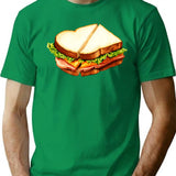 Ham Sandwich Pattern T-Shirt - Retro Graphic Tee for Men & Women - Green