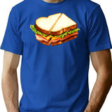 Ham Sandwich Pattern T-Shirt - Retro Graphic Tee for Men & Women - Blue