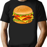 Hamburger T-shirt - Retro Graphic Tee for Men & Women - Black
