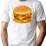 Hamburger T-shirt - Retro Graphic Tee for Men & Women - White