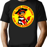 Hamburgled T-Shirt - Retro Graphic Tee for Men & Women - Black