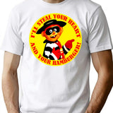 Hamburgled T-Shirt - Retro Graphic Tee for Men & Women - White