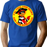 Hamburgled T-Shirt - Retro Graphic Tee for Men & Women - Blue