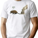 Hand Drawn Impatient Beaver T-Shirt - Retro Graphic Tee for Men & Women - White