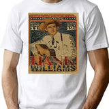 Hank_william Classic Classique T-Shirt - Retro Graphic Tee for Men & Women - White
