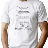 Harmonica Vintage Patent Drawing T-Shirt - Retro Graphic Casual Tee - White
