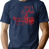 Haul Ass T-Shirt - Retro Graphic Tee for Men & Women - Navy