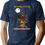 Haunted House Realty T-Shirt - Retro Graphic Tee for Men & Women - Navy