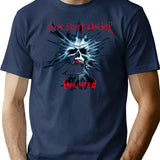 Haunted T-Shirt - Retro Graphic Tee for Men & Women - Navy