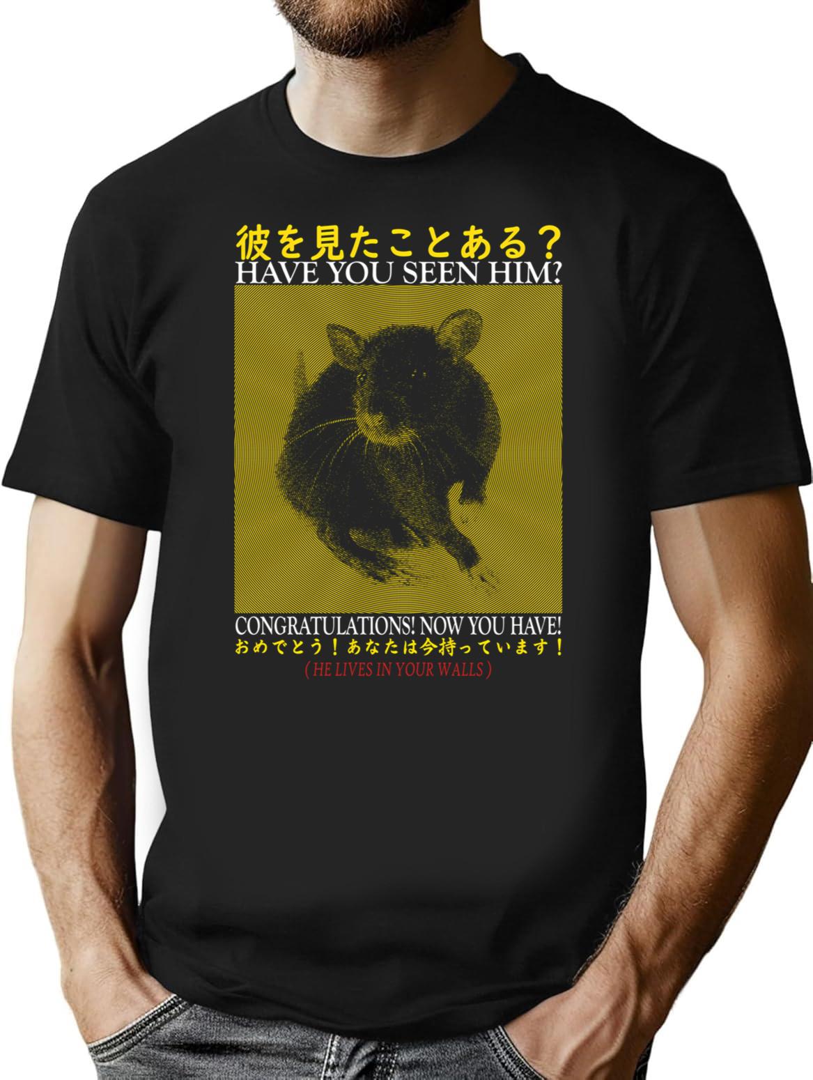 Have You Seen Him Rat T-Shirt - Retro Graphic Tee for Men & Women - Black