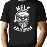 Hawaiian Santa Mele Kalikimaka Christmas At Hawaii Beach Funny Quote T-Shirt - Black