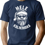 Hawaiian Santa Mele Kalikimaka Christmas At Hawaii Beach Funny Quote T-Shirt - Navy