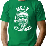 Hawaiian Santa Mele Kalikimaka Christmas At Hawaii Beach Funny Quote T-Shirt - Green