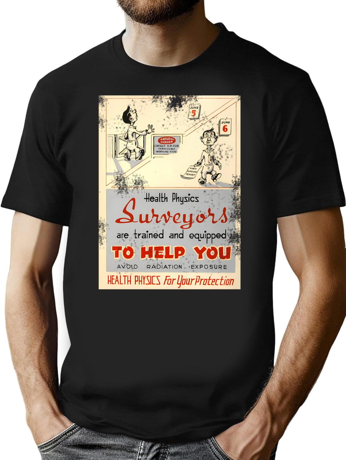 Health Physics 1950's T-shirt Vintage - Retro Graphic Casual Tee - Black