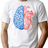 Heart And Brain T-Shirt - Retro Graphic Tee for Men & Women - White
