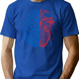 Heart And Brain T-Shirt - Retro Graphic Tee for Men & Women - Blue