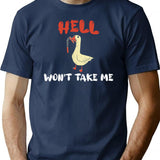 Hell Won't Take Me Funny Duck T-Shirt - Navy
