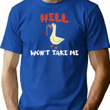 Hell Won't Take Me Funny Duck T-Shirt - Blue