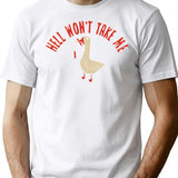 Hell Won't Take Me T-Shirt - Retro Graphic Tee for Men & Women - White