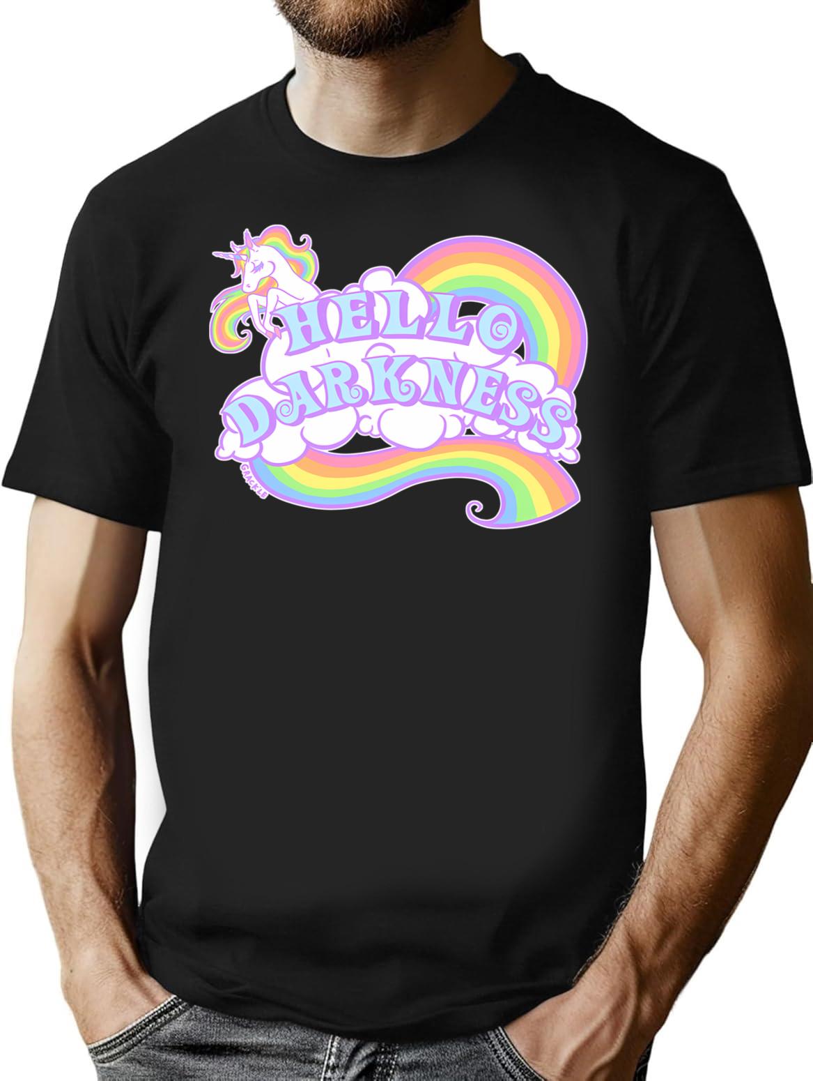 Hello Darkness T-Shirt - Retro Graphic Tee for Men & Women - Black