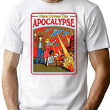 Here Comes The Apocalypse T-Shirt - Retro Graphic Tee for Men & Women - White